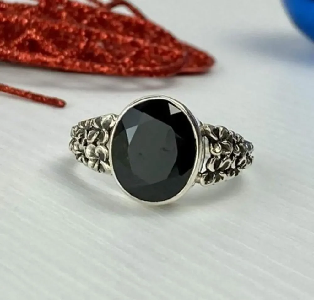 925 Sterling Silver Black Onyx Ring Size 11.75